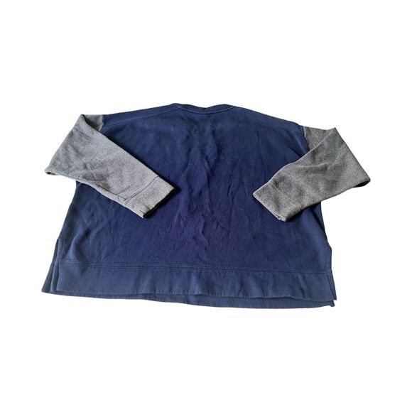 Nike Womens XL Crewneck Pullover Long Sleeve Fleece Cropped Navy Gray Sweatshirt - Picture 3 of 3